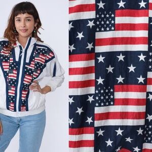 Vintage 90s Lady Lavon USA flag windbreaker jacket